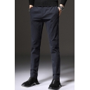Basic Mens Pants Solid Color Mid Rise Ankle Fitted Pants