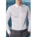 Fashionable Mens Business Shirt Plain Color Purified Cotton Button down Slim Fit Long Sleeve Spread Collar Shirt