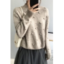 Simple Girls Sweater Crochet Plain Knitted Long Sleeve Crew Neck Relaxed Pullover Sweater Top