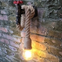 Antiqued Black Faucet Wall Lamp Industrial Metal 1 Bulb Corridor Wall Sconce with Hemp Rope