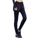 Classic Womens Pants Solid Color False Shorts Two Pieces Anti-Emptied Ankle Length Yoga Leggings