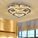 Crystal Loving Heart LED Ceiling Light Modernist Silver Semi Flush Mount for Bedroom