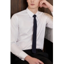 Chic Mens Business Shirt Plain Color Single Breasted Long Sleeve Spread Collar Slim Fit Shirt