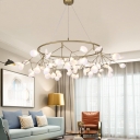 Gold Circular Pendant Lighting Simplicity Acrylic Firefly Chandelier for Living Room