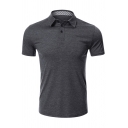 Fashionable Mens Polo Shirt Button Detail Short Sleeve Turn-down Collar Slim Fit Polo Shirt