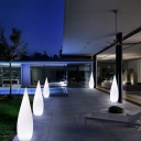 White Teardrop Solar Ground Lamp Artistic PE LED Lawn Lighting for Garden Decoration
