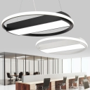 Circle and Rectangle Chandelier Modern Acrylic Gymnasium LED Suspension Light Fixture