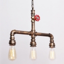3-Light Trident Suspension Lighting Steampunk Wrought Iron Island Light for Dining Room