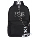 HOW YOU DOIN Letter Print O-Ring Chain Embellished Zip Up Lace-Up Black Canvas Backpack