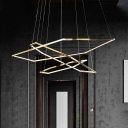 Modern Hexagonal Chandelier Stainless Steel Living Room Pendant Light in Polished Gold