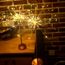 Art Deco Firework Battery Table Light Metal Bedroom LED Night Stand Lamp in Chrome