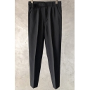 Simple Mens Pants Solid Color Mid Rise Ankle Length Straight Pants