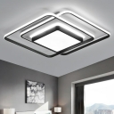 Black Square Flush Mount Minimalism Aluminum Led Surface Mount Ceiling Light for Bedroom