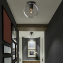 Clear Glass Geometric Flush Ceiling Light Postmodern 1 Head Flush Mount Light for Corridor
