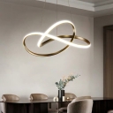 White Twisting LED Suspension Light Art Deco Acrylic Pendant Chandelier for Restaurant