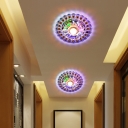 Flower Corridor LED Flush Light Fixture Clear Crystal Modern Ceiling Flush Light