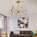 Firefly LED Ceiling Suspension Lamp Postmodern Metal Dining Room Chandelier in Brass