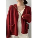 Girls Stylish Cardigan Solid Color Long Sleeve Knitted Relaxed Fit Cardigan