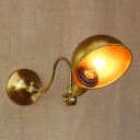 Single-Bulb Dome Wall Lamp Fixture Industrial Metal Sconce Light with Pivot Joint and Curved Arm