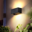 Rectangular Garden LED Wall Lamp Sconce Metal Contemporary Up Down Light in Black