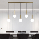Glass Ball Multi Light Pendant Post-Modern Brass Finish Hanging Lamp for Dining Room
