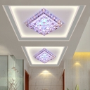 Crystal Square Flush Mount Recessed Lighting Contemporary LED Clear Ceiling Light for Hallway
