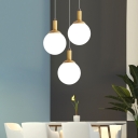 Modo Dining Room Ceiling Light Opal Glass Minimalist Multiple Lamp Pendant in Wood
