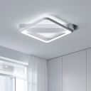 White Frame Flush-Mount Light Fixture Simplicity LED Aluminum Ceiling Lamp for Bedroom