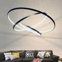 Minimalistic Halo Chandelier Acrylic Living Room LED Hanging Ceiling Light in Black