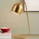 Simplicity Bell Table Lamp Metal 1-Light Bedroom Night Lighting with Rod Stand in Gold