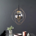 Designer Circling Pendant Chandelier Ball Glass 3-Light Dining Room Hanging Light in Gold