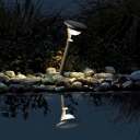 Bowl Shaped Garden Solar Ground Light Plastic Minimalistic LED Path Lamp with Stake in Dark Grey