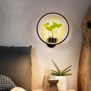 Circular Acrylic Sconce Light Fixture Nordic LED Wall Mounted Light with Glass Plant Pot