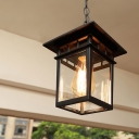 Rectangle Clear Glass Pendulum Light Country 1-Light Outdoor Suspension Light Fixture