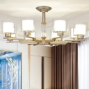 Silver Cylindrical Up Chandelier Minimalism Clear and Frosted Glass Living Room Suspension Light