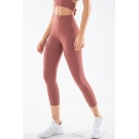 Classic Womens Leggings Solid Color Breathable Quick Dry High Rise Skinny Fit Cropped Yoga Leggings