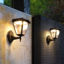 Tapered Terrace Solar Wall Sconce Lamp Aluminum Minimalist LED Wall Light in Black