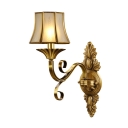 Single Opal Frosted Glass Sconce Light Antique Brass Flared Foyer Wall Light Fixture