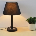 Dark Blue Empire Shade Table Light Nordic Style Single Bulb Fabric Nightstand Lamp