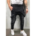 Popular Guys Jeans Ripped Bleach Ankle Length Skinny Suspender Jeans