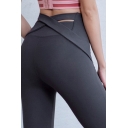 Gym Womens Leggings Solid Color Strap-Back Quick Dry Butt Lifting High Rise Skinny Fit 7/8 Length Yoga Leggings