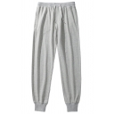 Trendy Mens Pants Solid Color Purified Cotton Cuffed Drawstring Waist Ankle Length Regular Fit Sport Pants