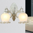 Cream Glass Wall Mount Light Vintage White Ruffled Bedroom Sconce Lighting Fixture