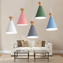 Conic Iron Pendant Light Fixture Minimalist 1 Head Ceiling Hang Lamp for Living Room