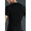 Mens T-Shirt Fitness Raglan Quick Dry Perspiration Crew Neck Short Sleeve Skinny Fit Bottoming T-Shirt