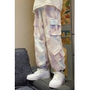Classic Mens Pants Tie Dye Plain Flap Pockets Bungee-Cord Cuffs Drawstring Waist Loose Fit 7/8 Length Tapered Lounge Pants