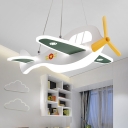 White Plane LED Chandelier Cartoon Acrylic Suspension Light Fixture for Kids Room