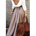 Fashion Solid Color A-line Pleated Long Skirt