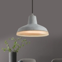 1 Bulb Cement Pendant Light Fixture Antiqued Grey Cone/Bowl/Dome Bedroom Ceiling Lamp with Resin Detail