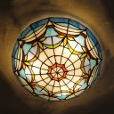 Tiffany Traditional Ceiling Mount Light Bowl Shade Stained Glass Flush Ceiling Light for Living Room